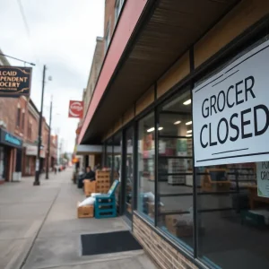 Indian Village Marketplace closed sign outside the grocery store