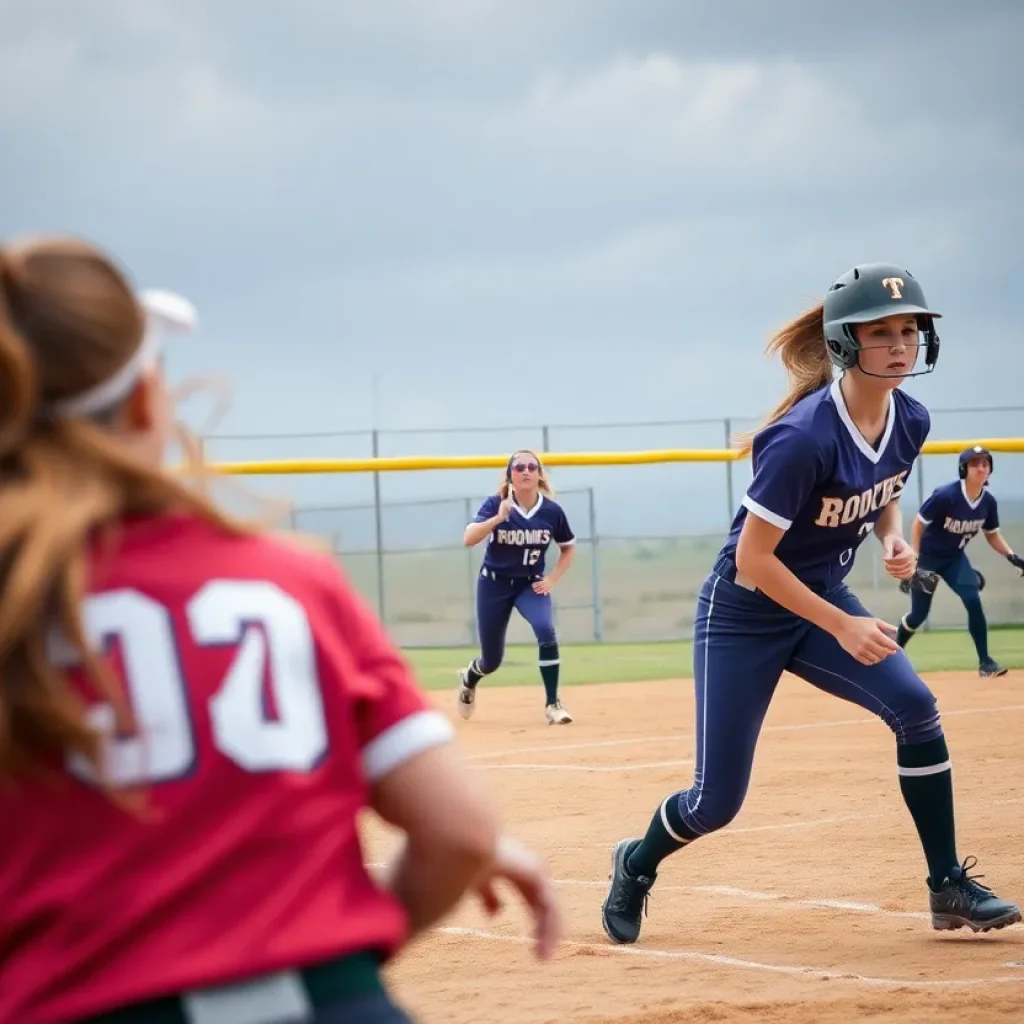 IU Indy Softball team playing a game