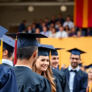 Collage of graduation caps and gowns symbolizing achievement