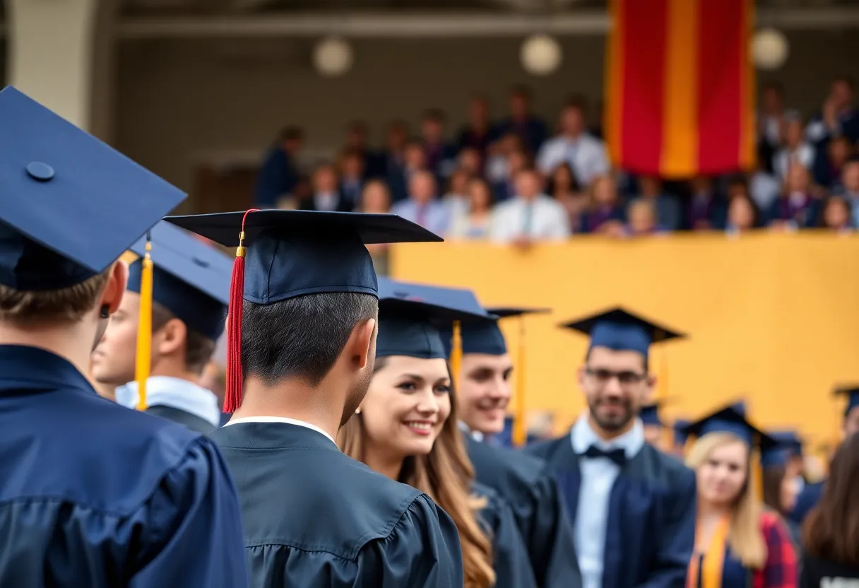 Collage of graduation caps and gowns symbolizing achievement