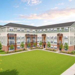 Obituaries Rendering of a two-story apartment complex in Lawrence, Kansas