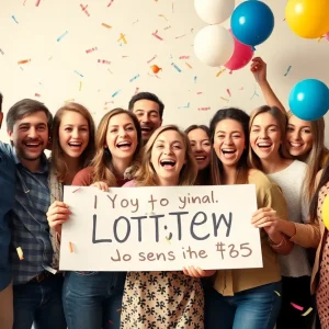 Group of people celebrating a lottery win