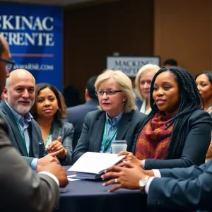 Candidates engaging in a debate at the Mackinac Policy Conference in Detroit.