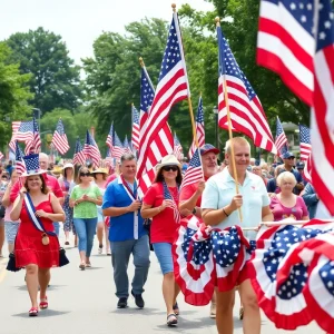 Community members participating in a Memorial Day parade in Metro Detroit
