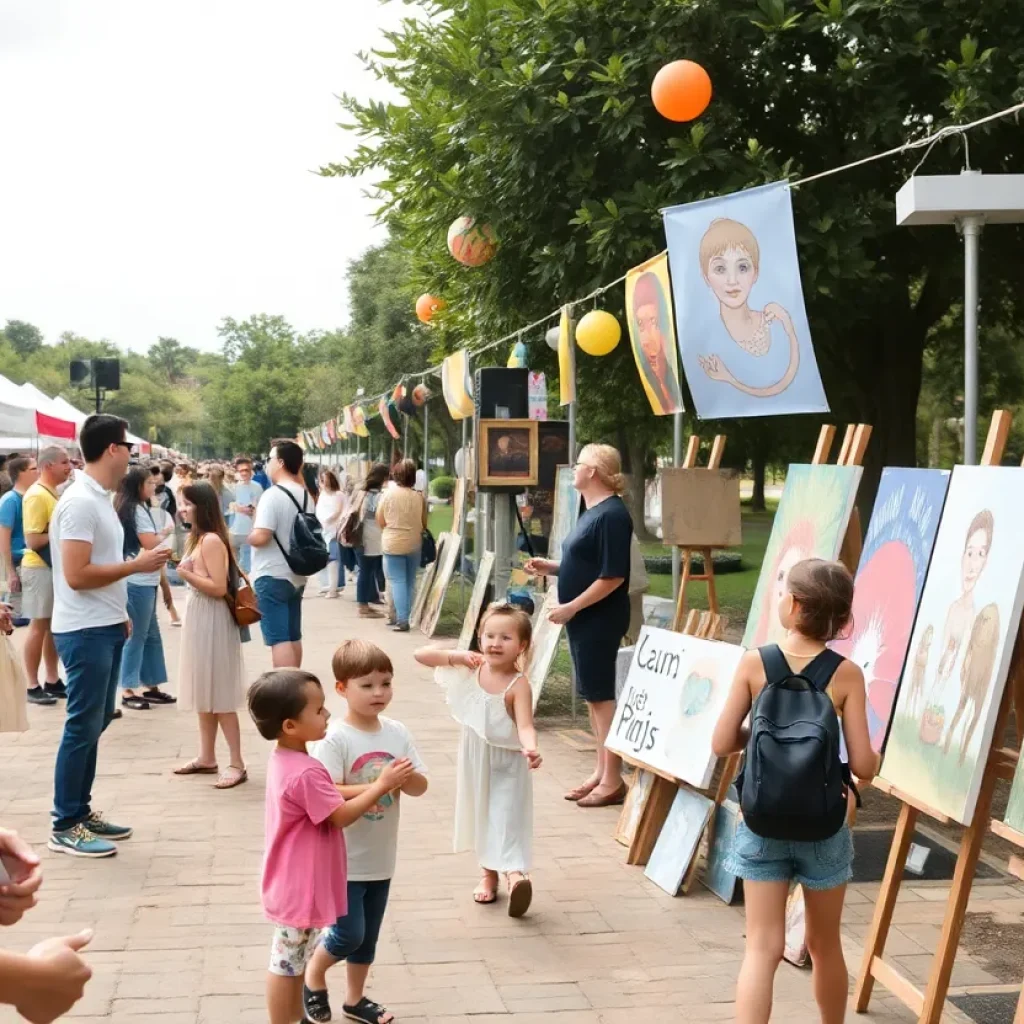 Family enjoying arts and culture event in Metro Detroit