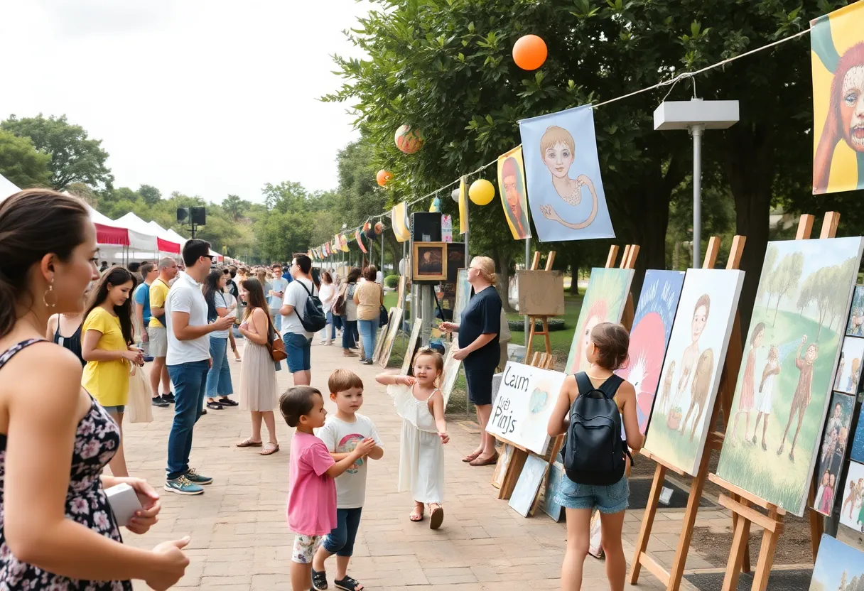 Family enjoying arts and culture event in Metro Detroit