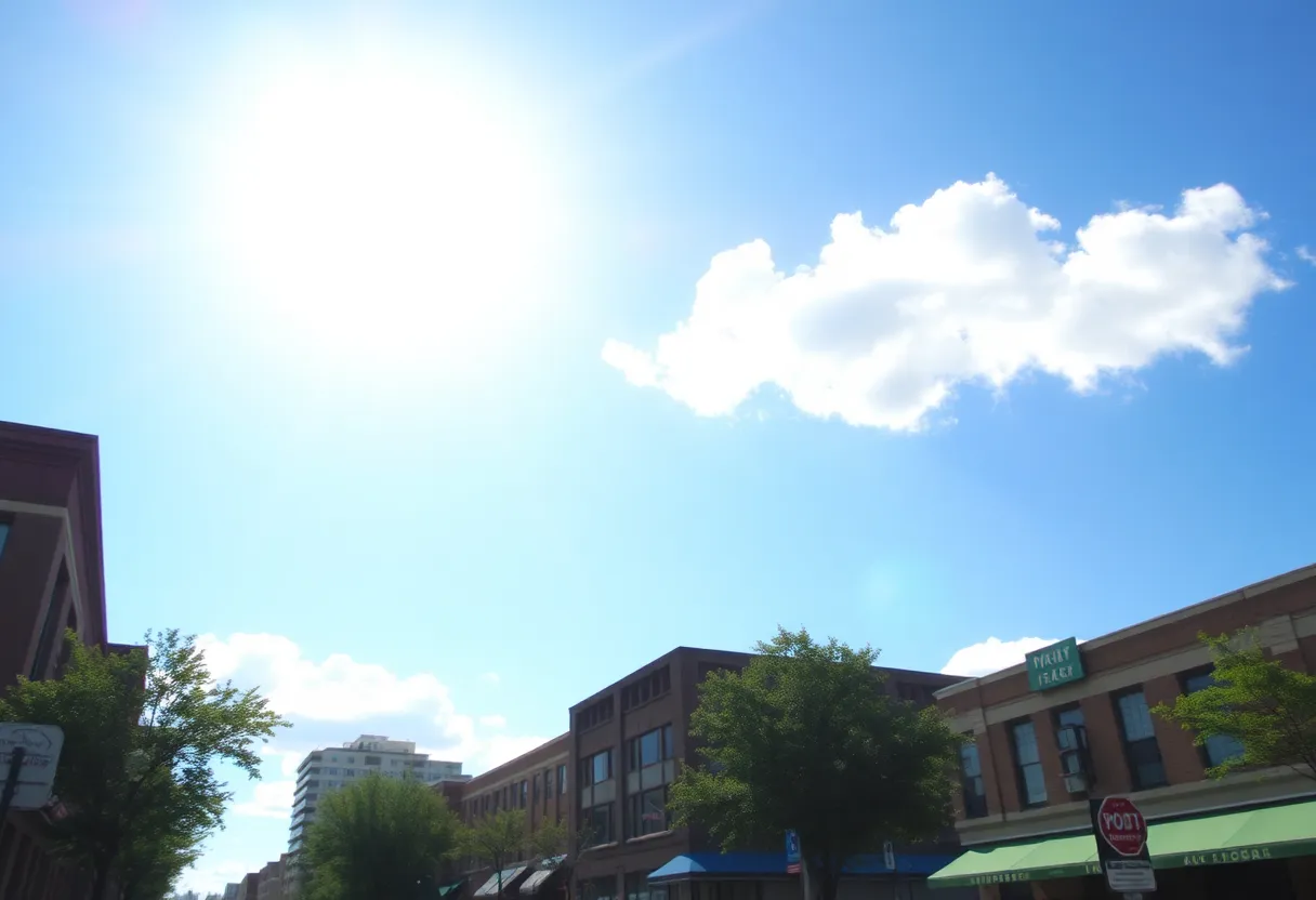 Sunny urban landscape in Metro Detroit