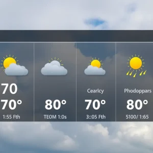 Weather forecast showing a mix of sun and rain in Metro Detroit.