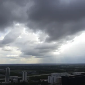 Cloudy sky over Metro Detroit with patches of sunlight