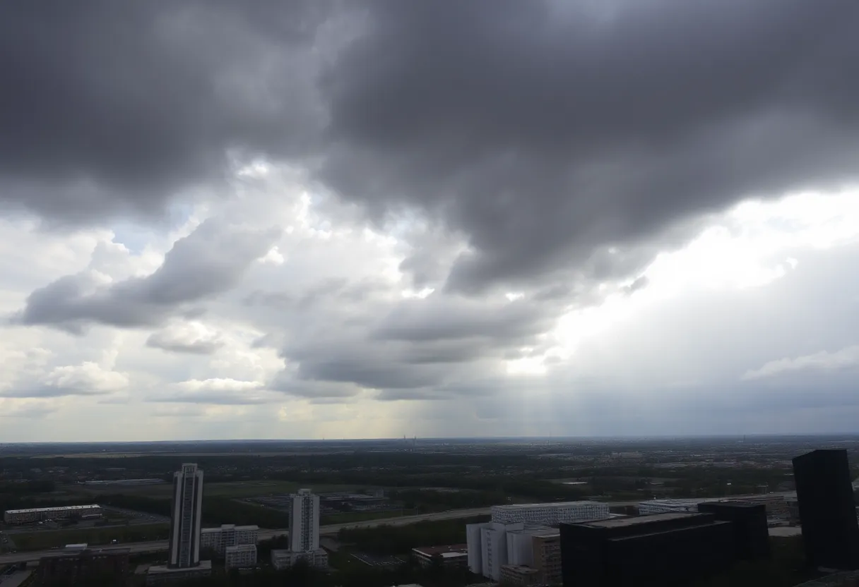 Cloudy sky over Metro Detroit with patches of sunlight