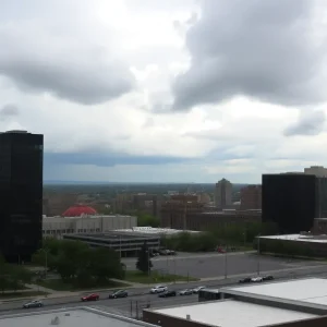 Cloudy skies over Metro Detroit predicting rain.
