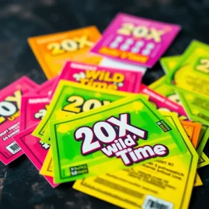 Colorful scratch-off lottery tickets from Michigan Lottery spread on a table.