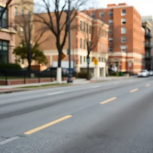 Empty Detroit street with community focus on missing person search