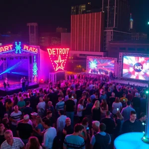 Crowd celebrating at the Movement Festival in Detroit