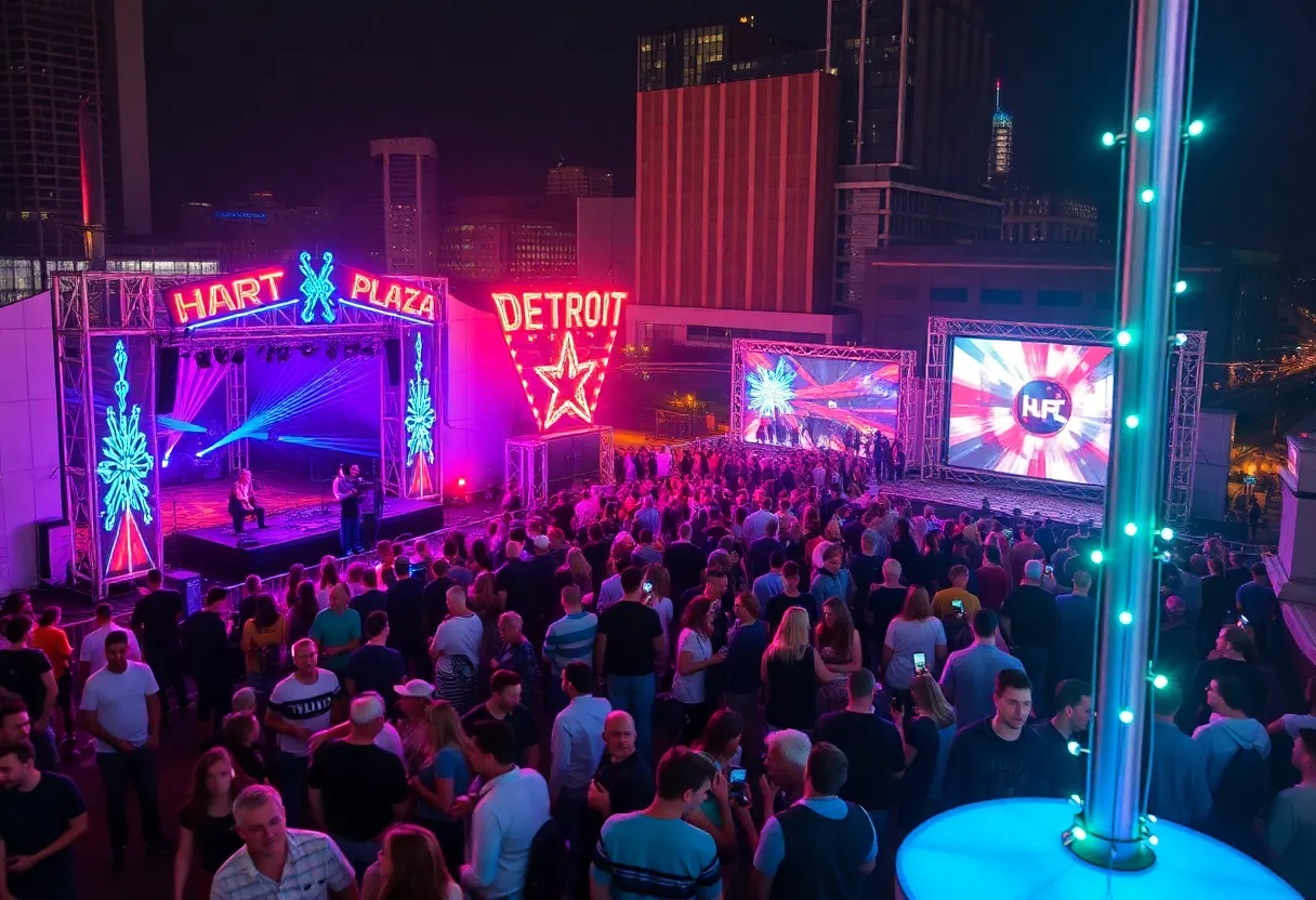 Crowd celebrating at the Movement Festival in Detroit
