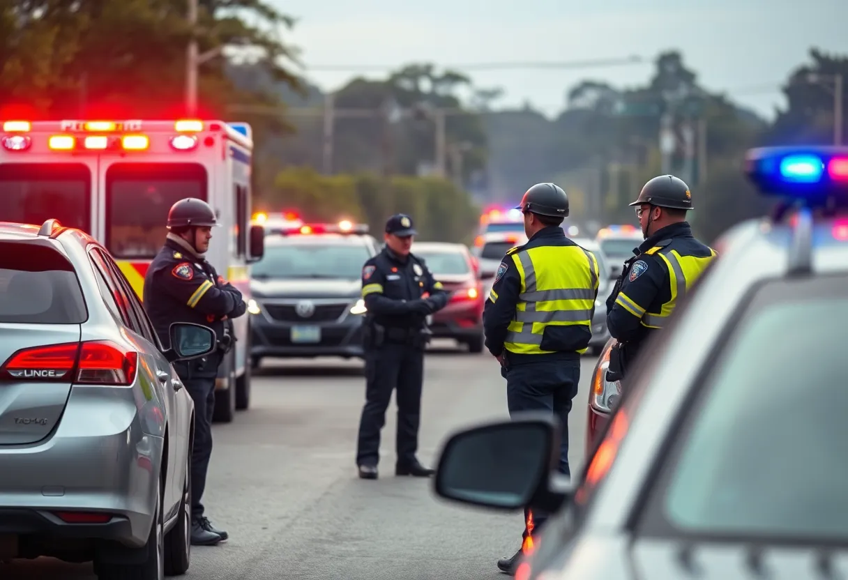 Michigan State Police at a traffic stop with emergency lights on