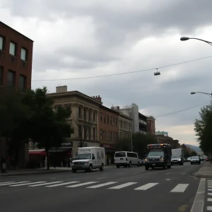 Urban scene depicting political tension and community unease.