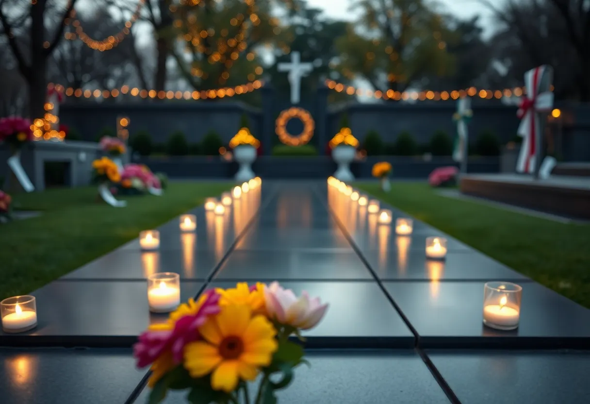 Floral tribute in honor of Sister Mary Augusta Stratz