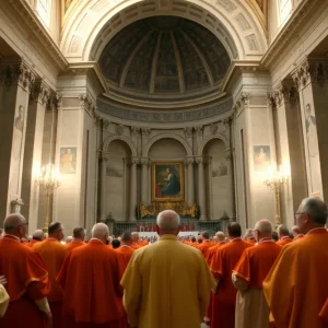 The Sistine Chapel during the papal conclave ceremony.