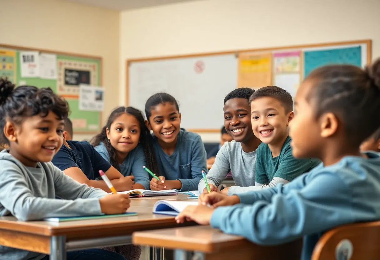 Diverse group of students engaged in educational activities in a classroom