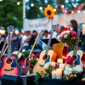 Community tribute scene for musician Stewart Francke
