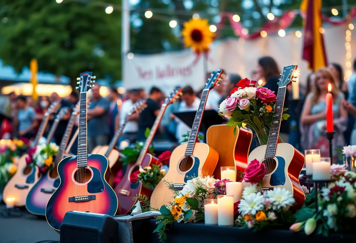 Community tribute scene for musician Stewart Francke