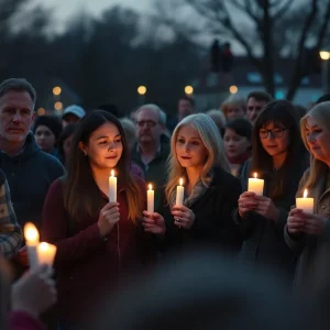 Community vigil for London Thomas with candles