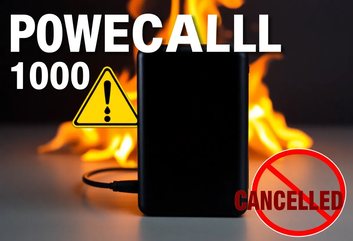 Anker PowerCore 10000 power banks with a fire hazard warning sign