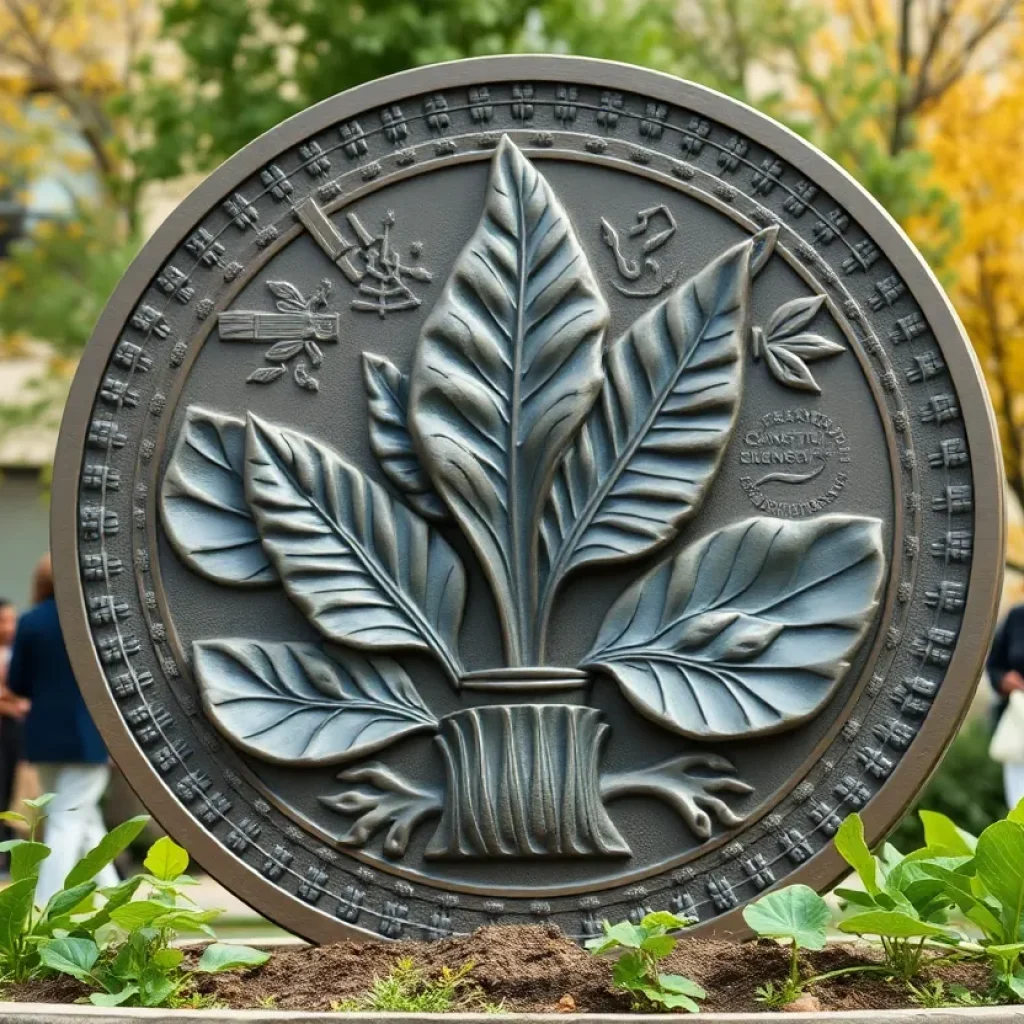 Collaborative bronze coin sculpture from the 'Beneath Our Feet' exhibition in Detroit