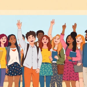 Group of students celebrating their achievements