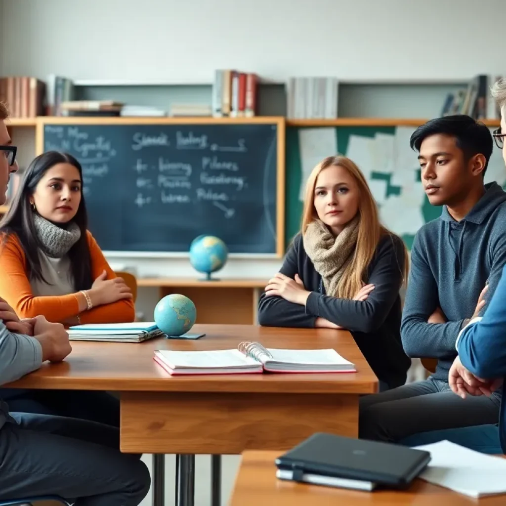 Students and teachers discussing immigration in a classroom