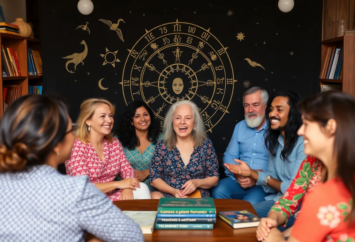 Participants engaged in an astrology workshop led by the AstroTwins in Detroit