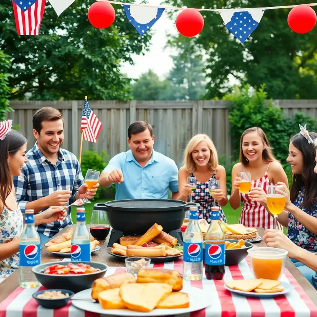 Families celebrating July 4th with BBQ and Pepsi in Detroit