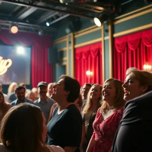 Audience enjoying a comedy performance at the Garden Theater