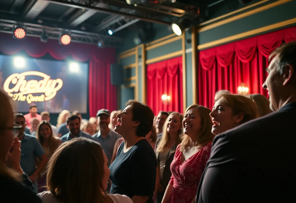 Audience enjoying a comedy performance at the Garden Theater