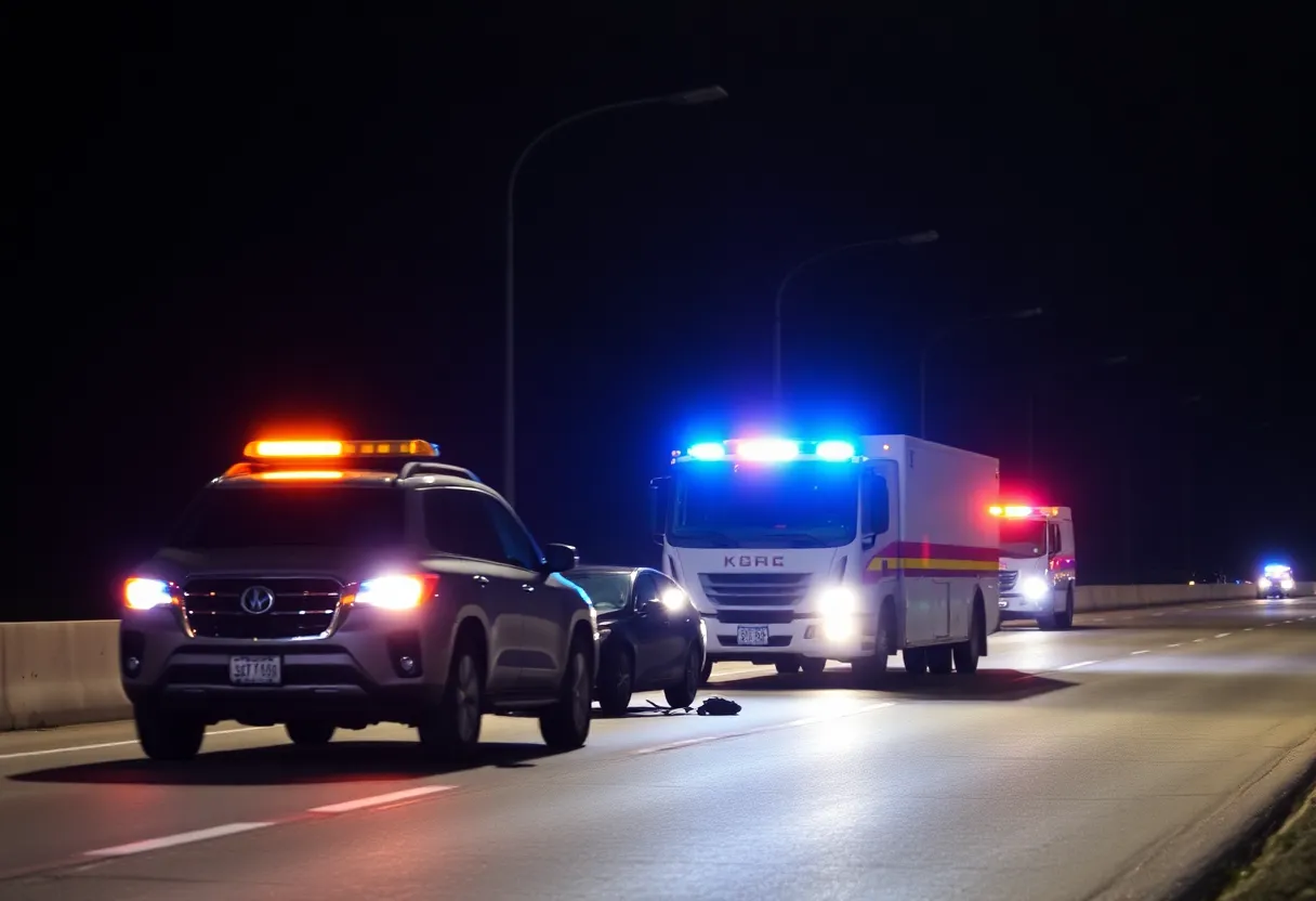 Emergency responders at the scene of a crash on the Lodge Freeway in Detroit