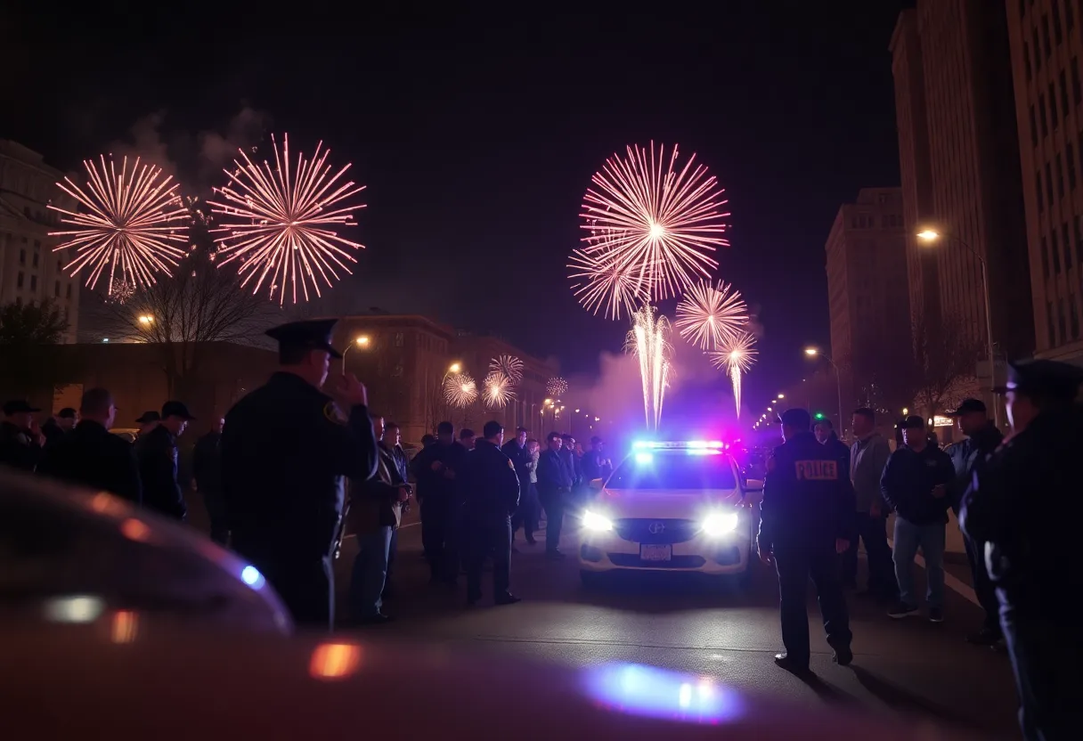 Police presence at the Detroit Ford Fireworks event after a shooting incident.