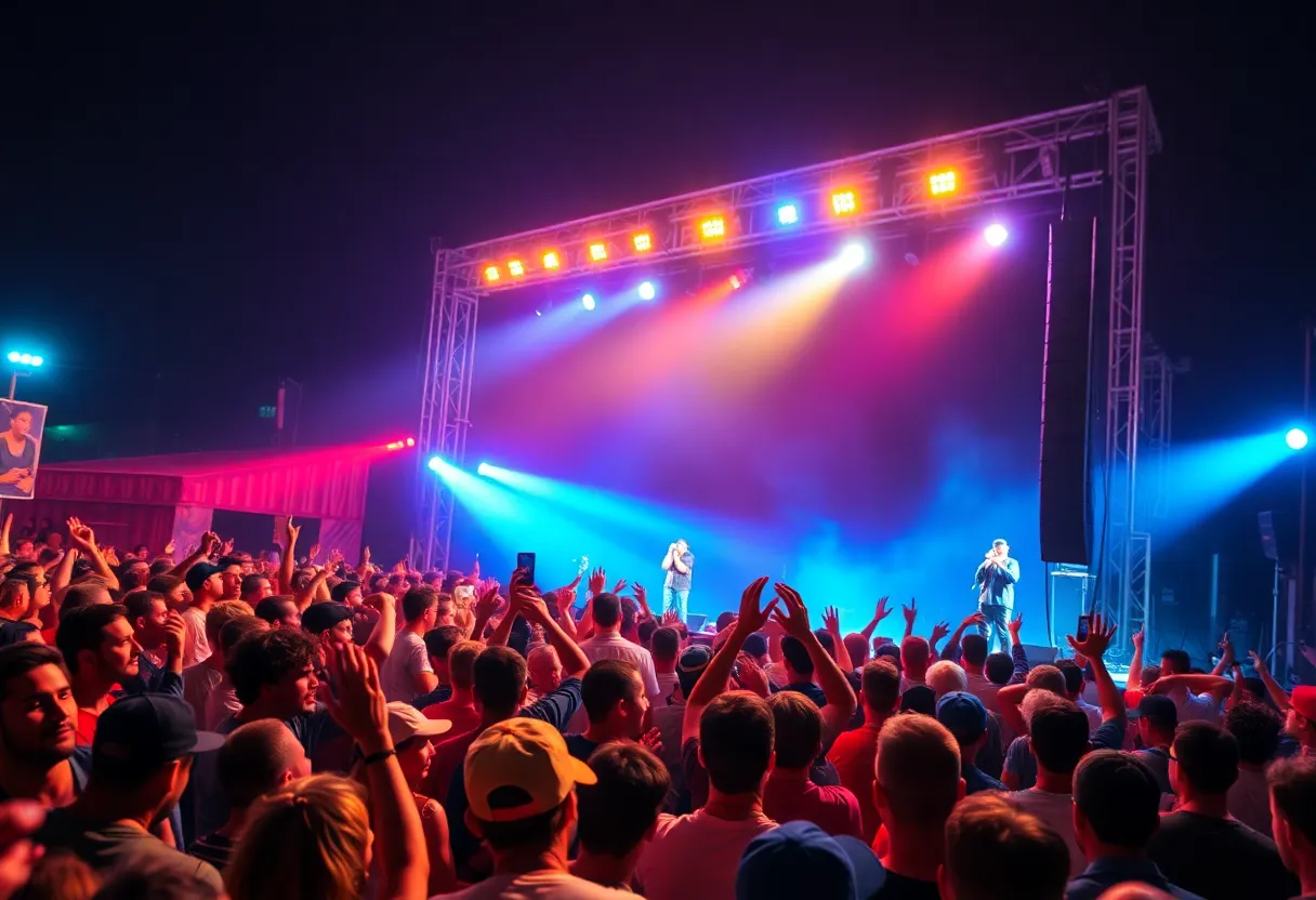 Crowd enjoying a lively hip-hop concert in Detroit