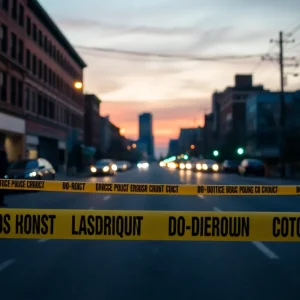 Police tape marking a crime scene in Detroit