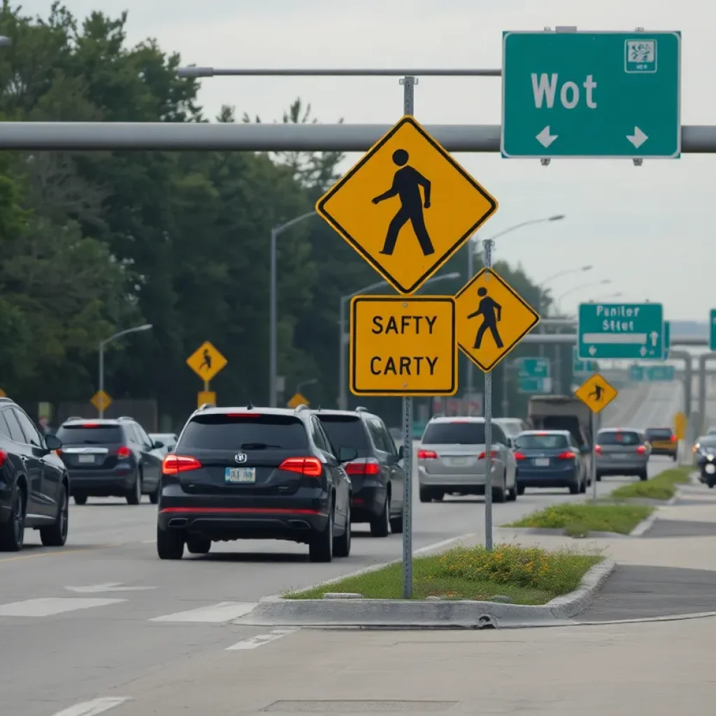 Interstate 75 in Detroit highlighting pedestrian safety measures