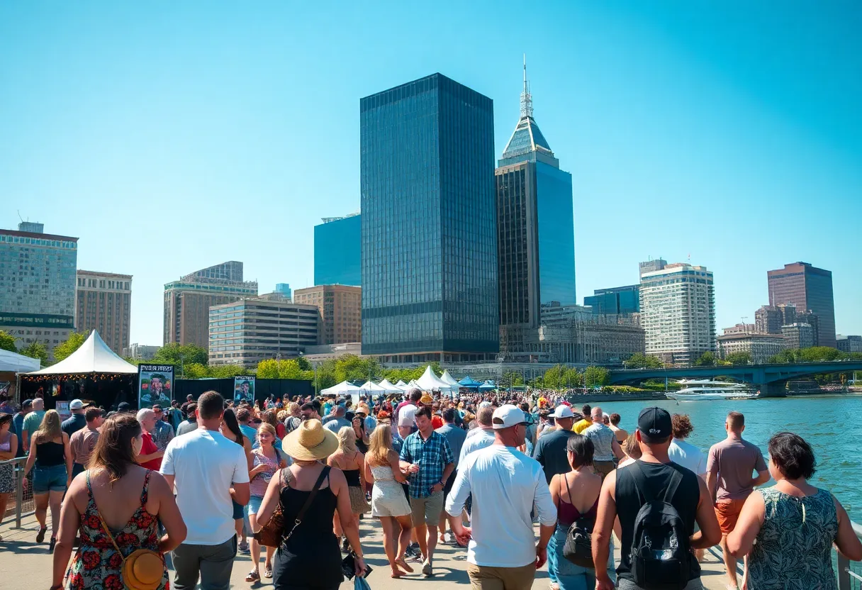 Summer activities and events in Detroit including outdoor concerts and festivals.