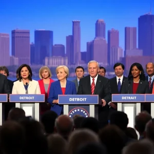 Sponsored Articles Candidates engaging in a debate in Detroit