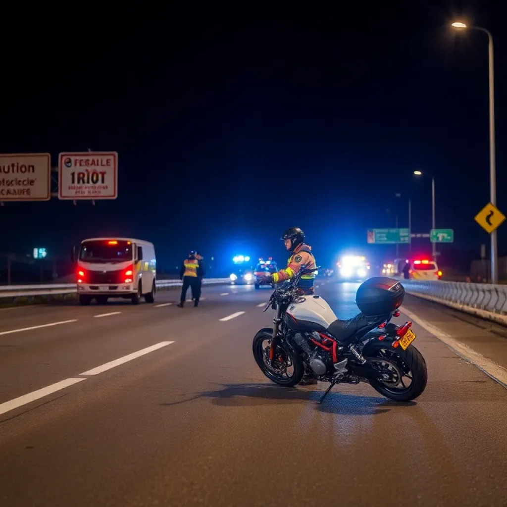 Scene of a motorcycle accident on I-96 in Detroit