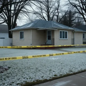 Police investigation scene in a Detroit neighborhood