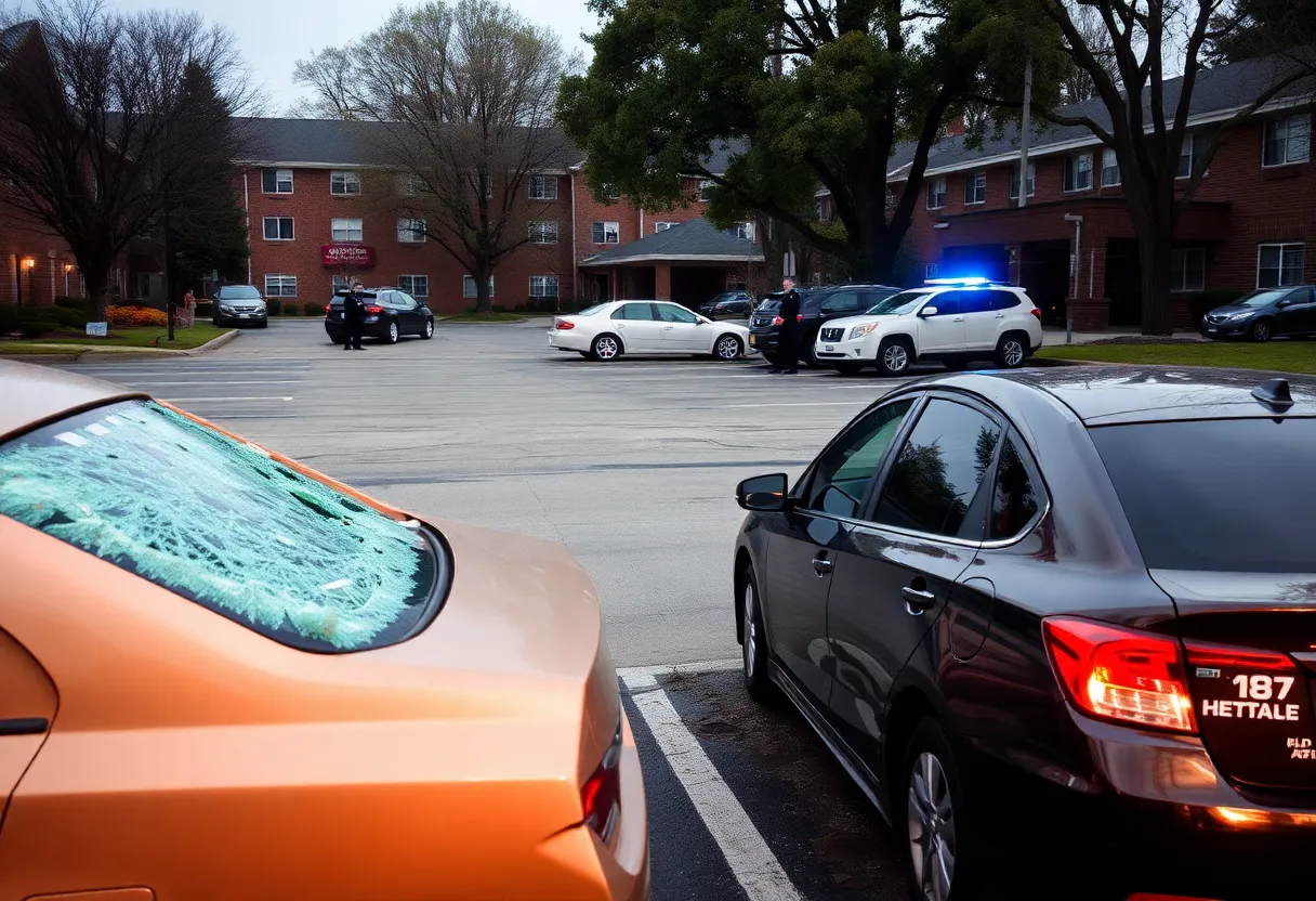 Shattered car windows in Detroit nursing home parking lot after vandalism