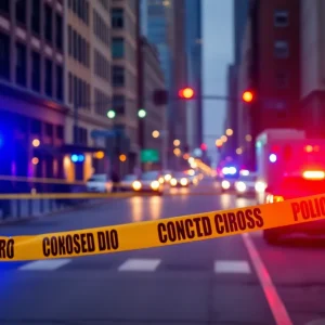 Police at a crime scene in Detroit after a double shooting