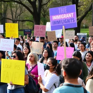 People protesting immigration policies in Detroit