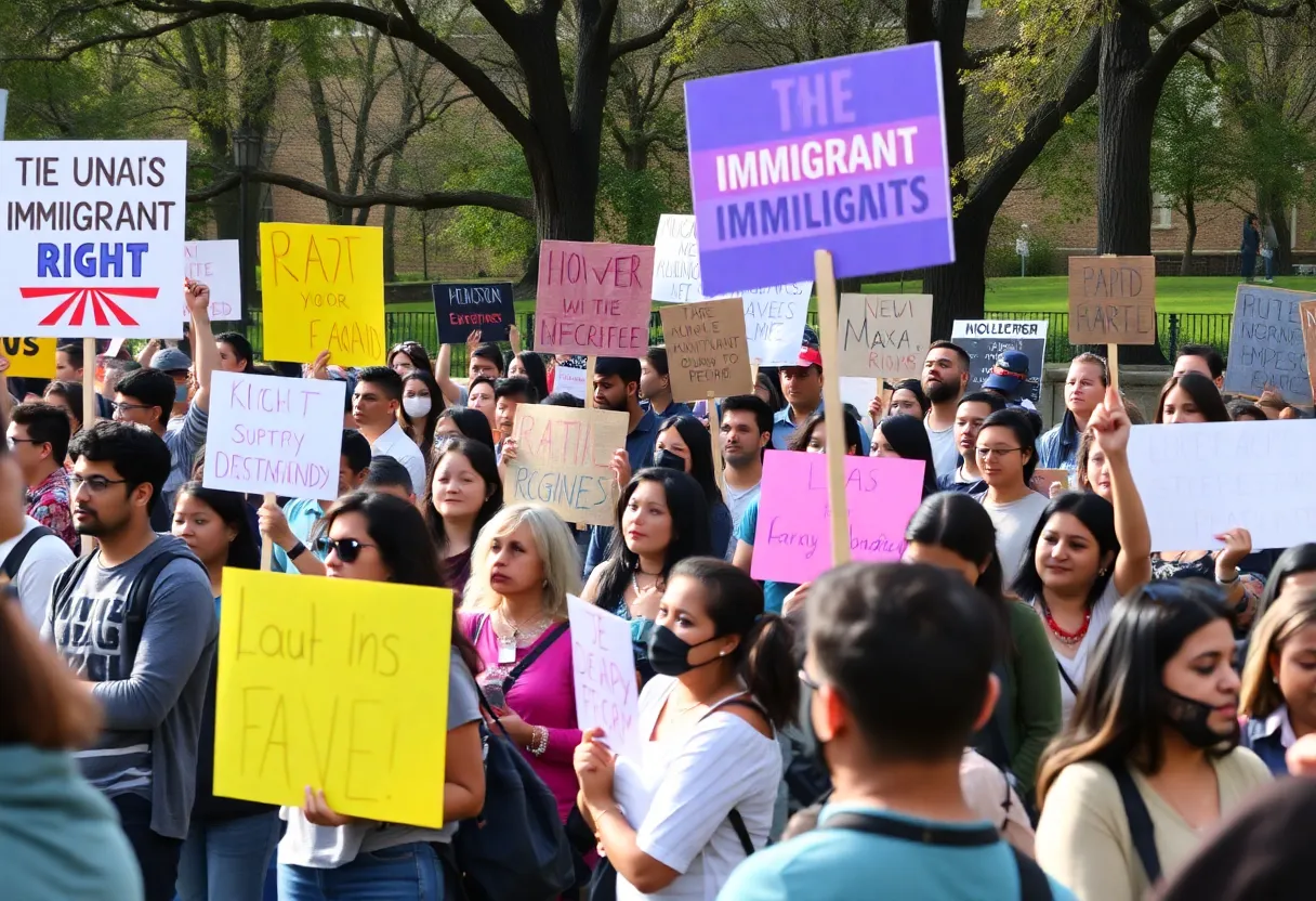 People protesting immigration policies in Detroit