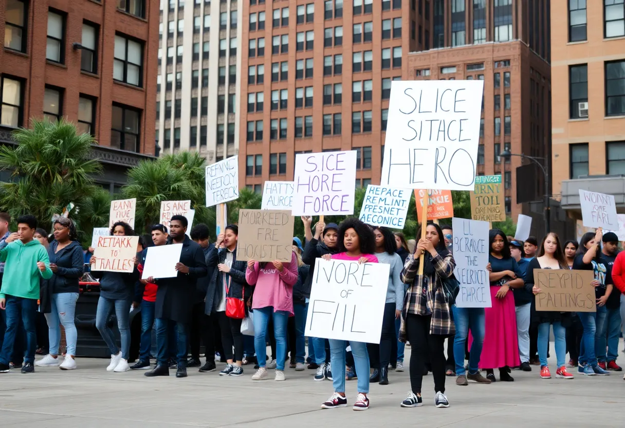 Protesters demonstrating for civil rights in Detroit