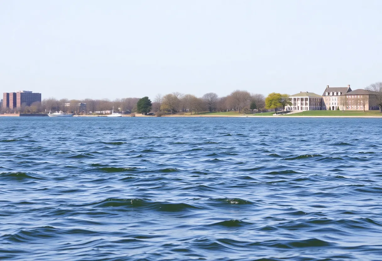 View of the Detroit River and Riverside Park